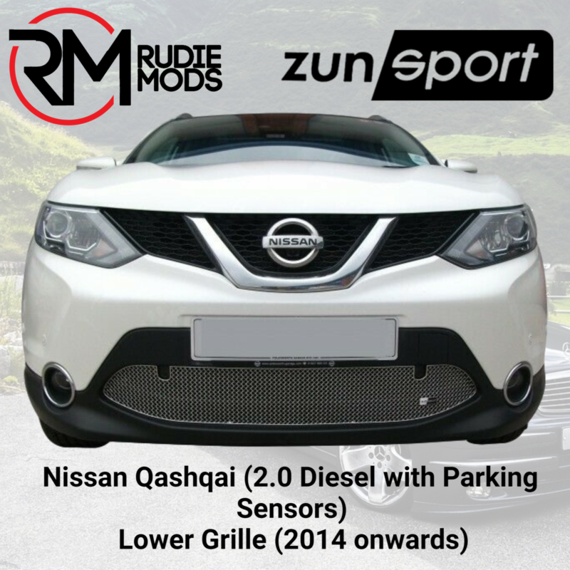 Zunsport Lower Stainless Grille to Fit Nissan Qashqai 2014+ with Parking Sensors