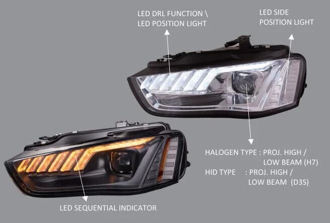 Audi A4 B8.5 2012-16 Black DRL Sequential Indicators - Xenon
