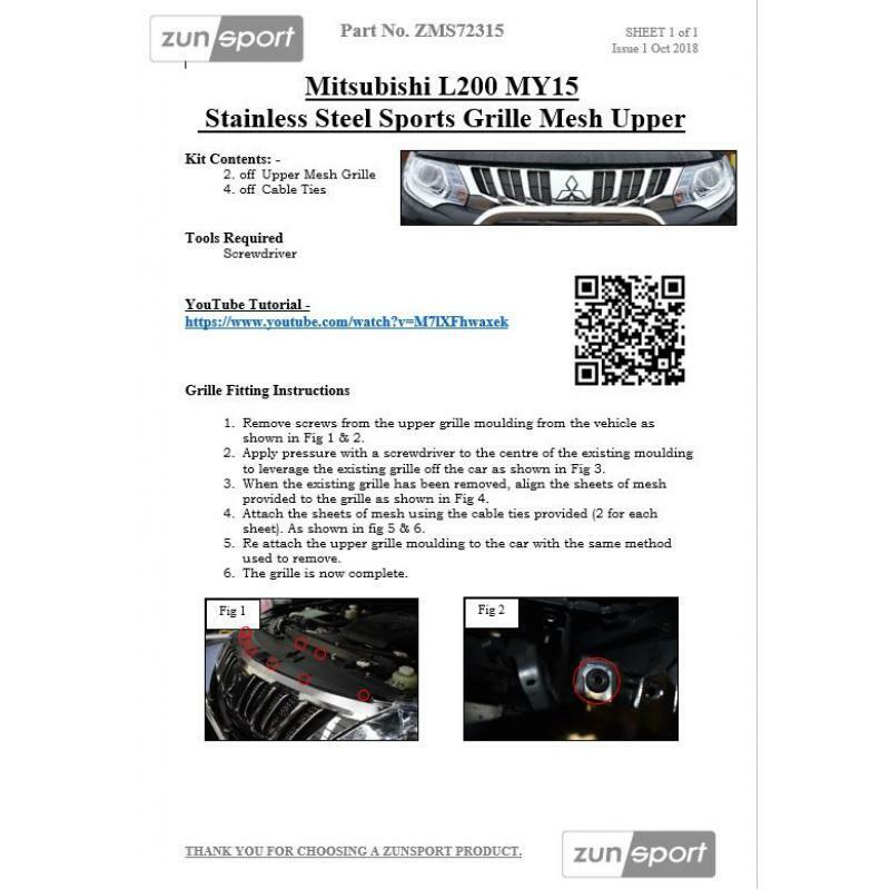 Zunsport Grille Black Mitsubishi L200 5th Gen - Front Grille Set 2015+