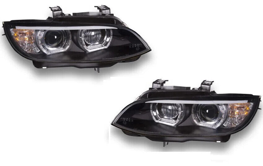 BMW 3 Series E92 E93 2007-10 Black LED 3D DRL Xenon Headlights