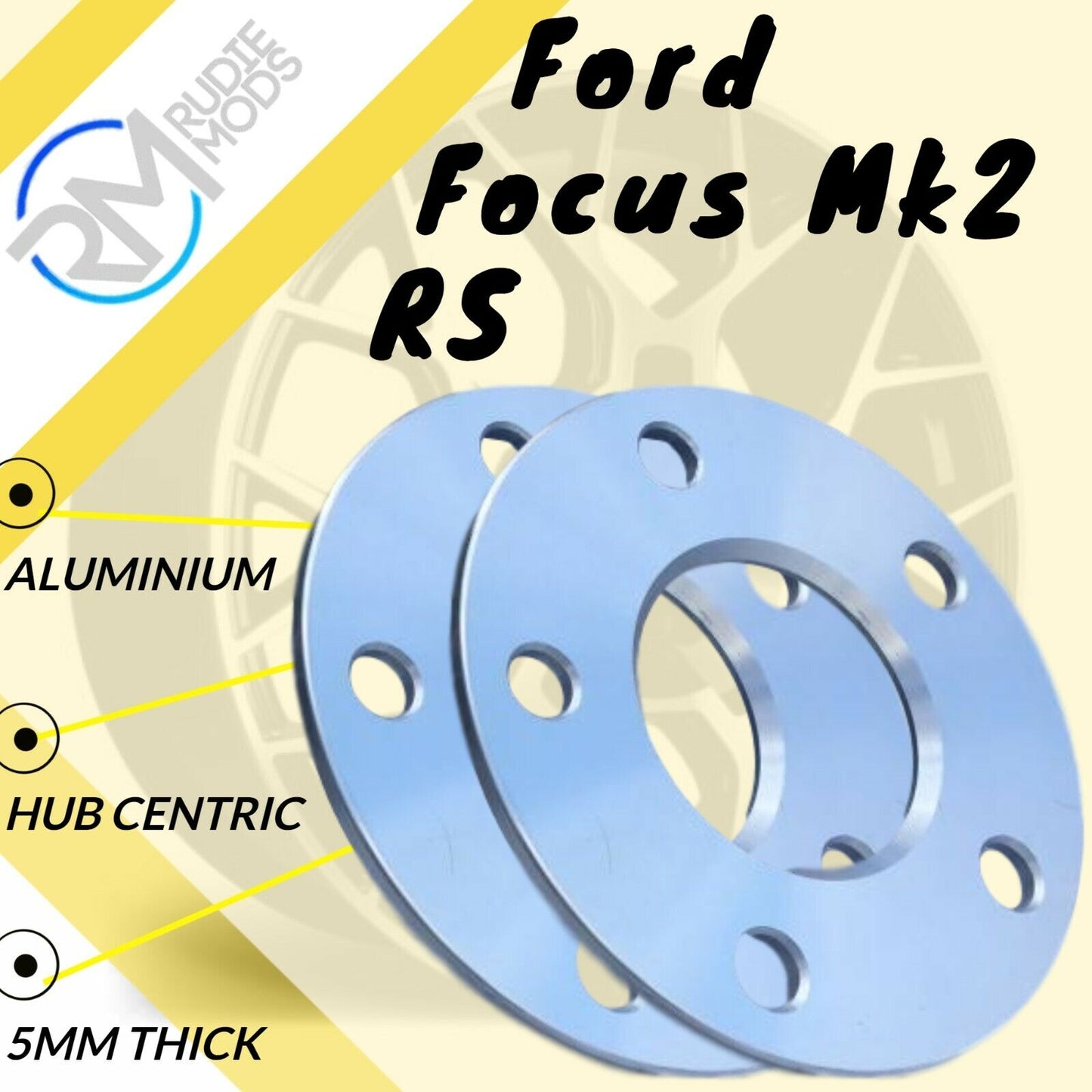 Ford Focus Mk2 RS 5mm alloy hubcentric wheel spacers 5x108 PCD