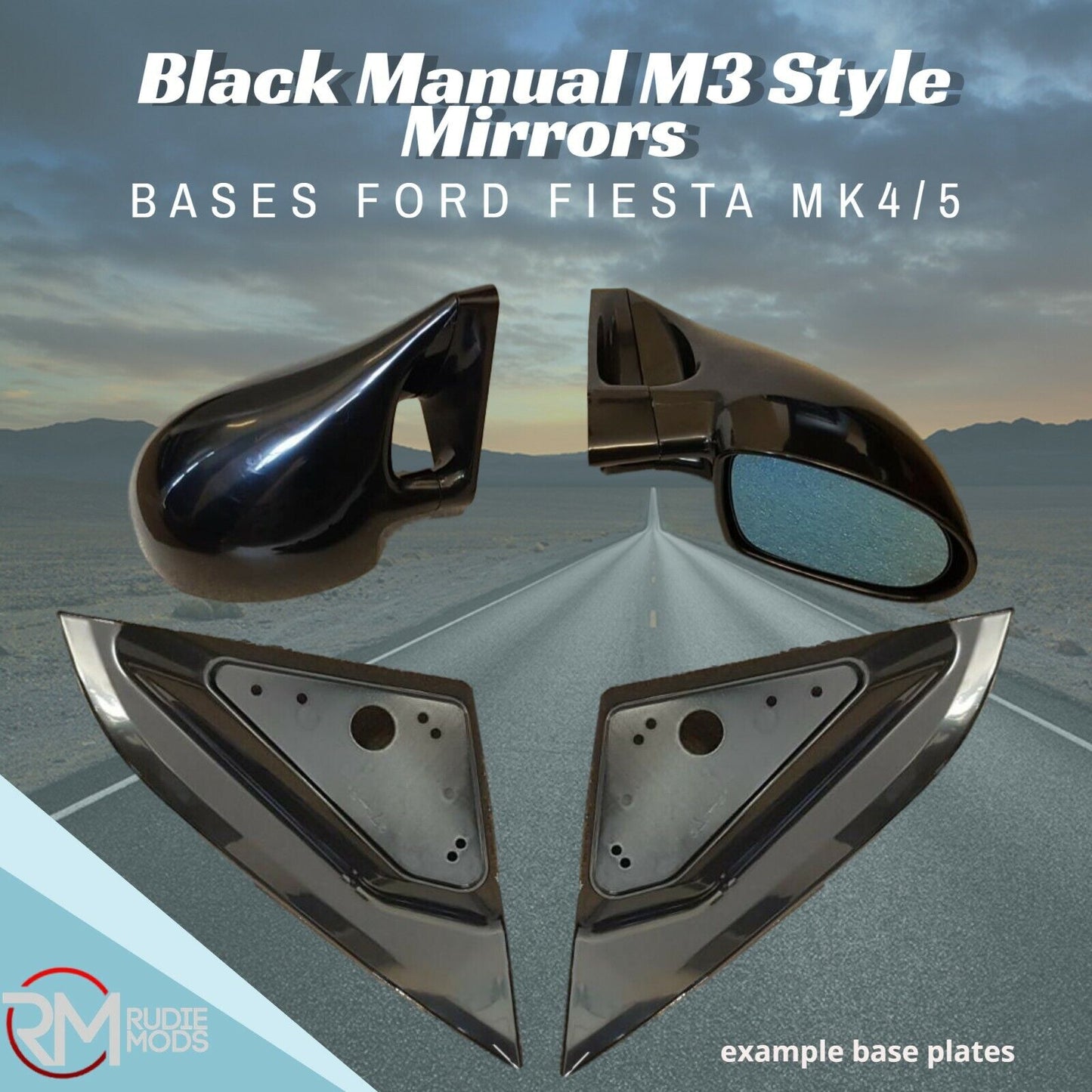 BLACK manual paintable M3 DOOR MIRRORS + BASES FORD FIESTA MK4/5