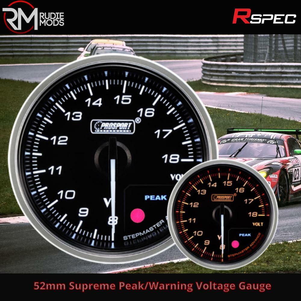 R SPEC 52mm Supreme Peak/Warning Voltage Car Gauge