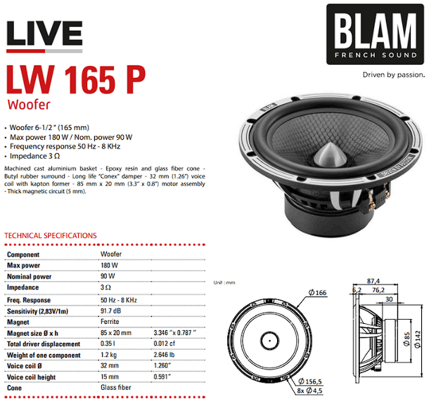 BLAM LIVE L165P - POWER 165mm (6.5 inch) 180W High-Performance 2-Way Speakers