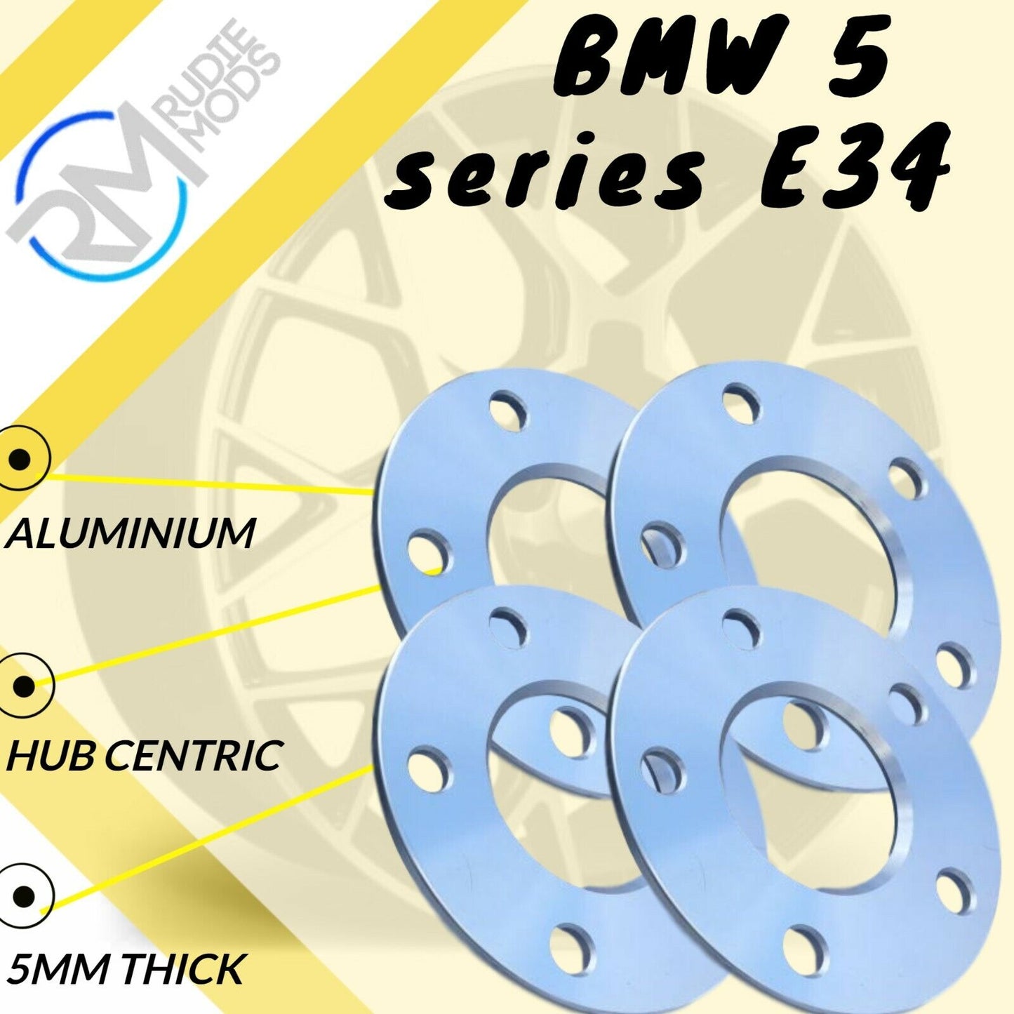 5mm Alloy Hubcentric Wheel Spacers 5x120 2 pairs to fit BMW 5 series E34