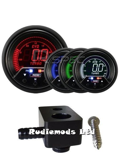 Ford Fiesta ST180 60mm Peak Warning Boost Gauge BAR and fitting adaptor