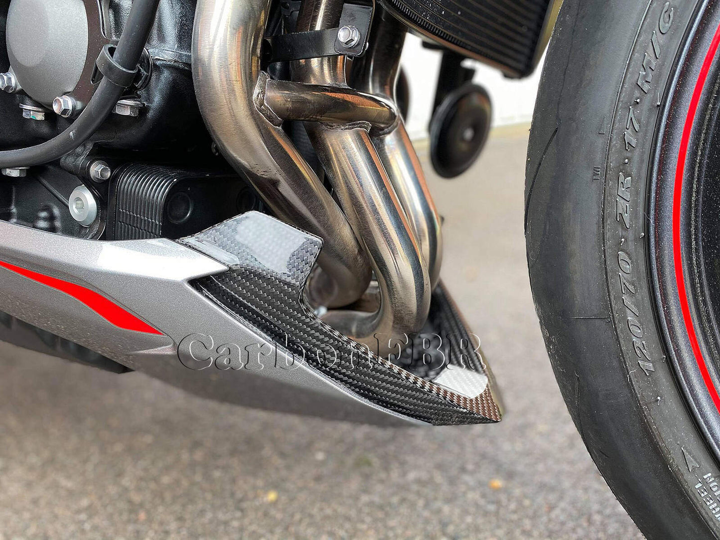 carbon fibre Triumph Street Triple 2020 onwards Bellypan centre carbonFBR