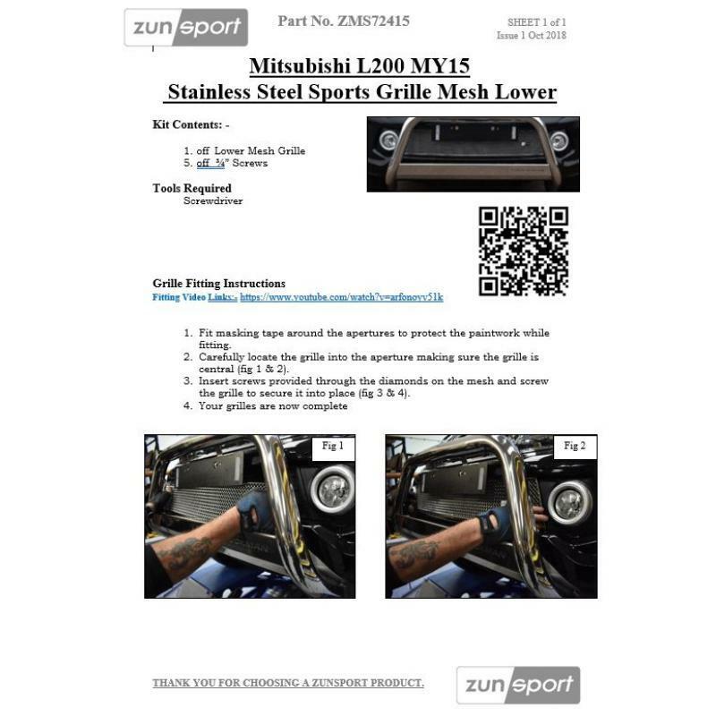 Zunsport Grille Black Mitsubishi L200 5th Gen - Front Grille Set 2015+