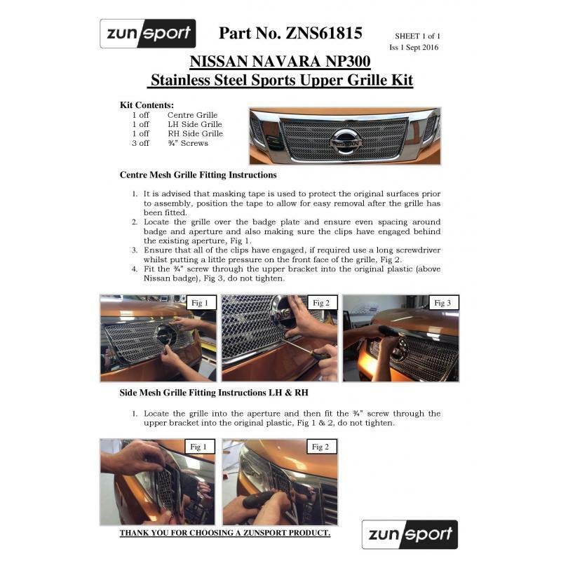 Zunsport Grille for Nissan Navara Full Grille Set (NP300) (2015 -) Stainless