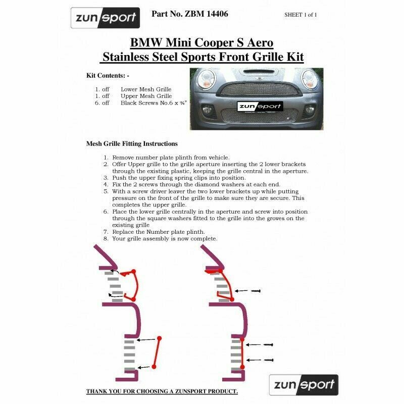 Zunsport FRONT GRILLE SET FOR MINI COOPER S R56 - Special Offer