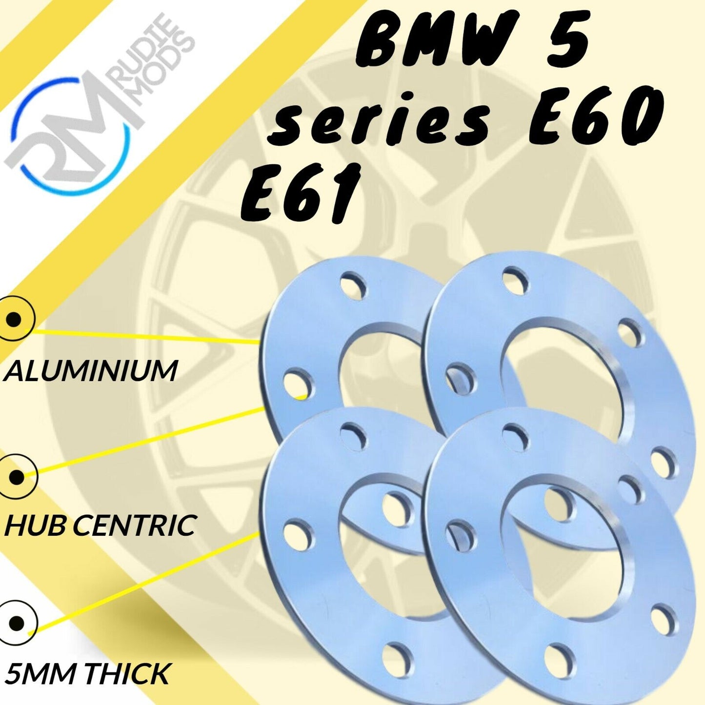5mm Alloy Hubcentric Wheel Spacers 5x120 2 pairs to fit BMW 5 series E60 E61
