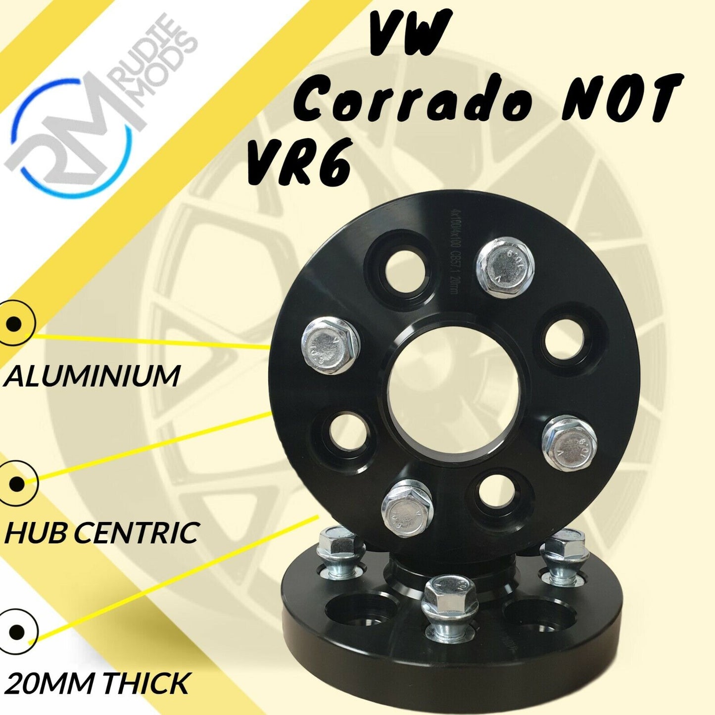 BLACK VW Corrado NOT VR6 4x100 20mm Hubcentric Wheel spacers 1 pair inc bolts