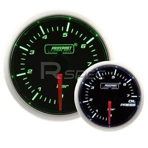 Prosport 52mm Super Smoked Green / White Oil Pressure BAR Gauge