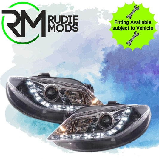 Black LED DRL Lightbar Daylight Running Headlights for Seat Ibiza 6J 2008-2012