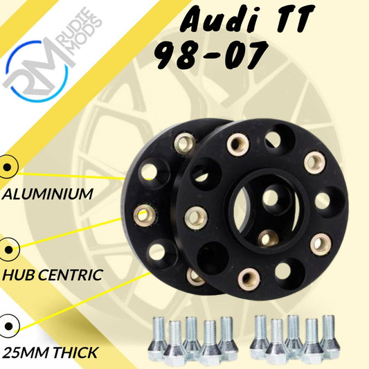 BLACK Audi TT 98-07 5x100 25mm Hubcentric Wheel Spacers 1 pair
