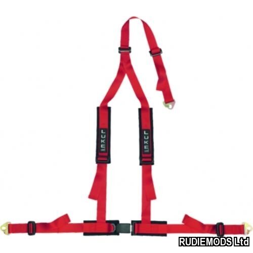 Luke GM3 Red 3 Point Car Sports Harness - snap hook and eyelet fitting