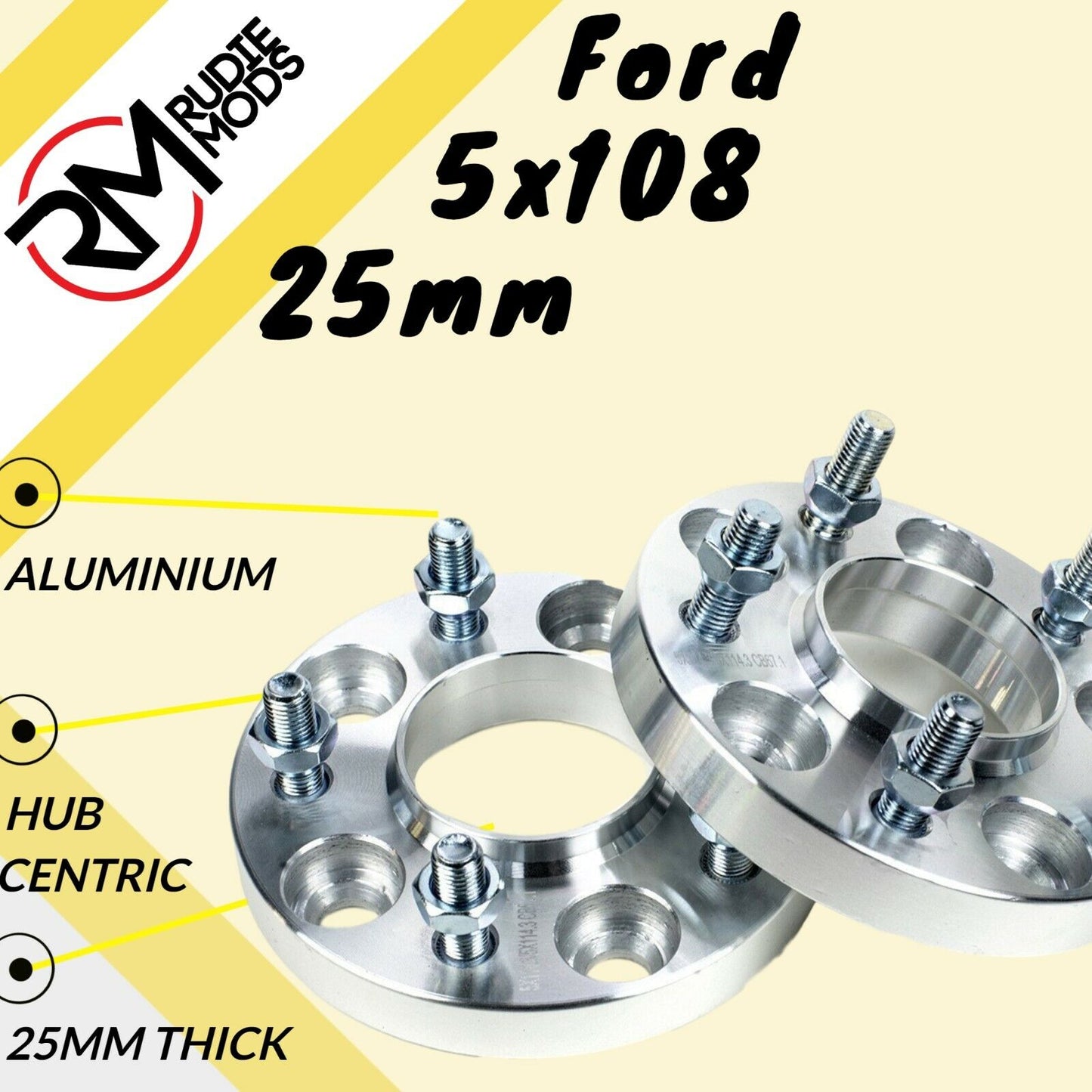 Ford 5x108 25mm Hubcentric wheel spacers 1 pair - UK MADE