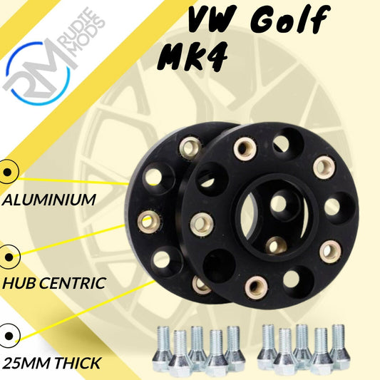 BLACK VW Golf MK4 5x100 57.1 25mm ALLOY Hubcentric Wheel Spacers