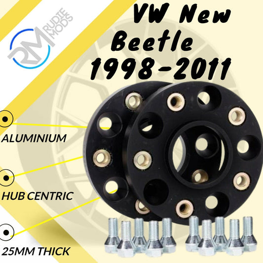 BLACK VW New Beetle 1998-2011 5x100 57.1 25mm ALLOY Hubcentric Wheel Spacers