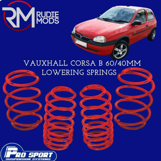 ProSport Lowering Springs for Vauxhall Corsa B 60/40mm Authorised Dealer 120434
