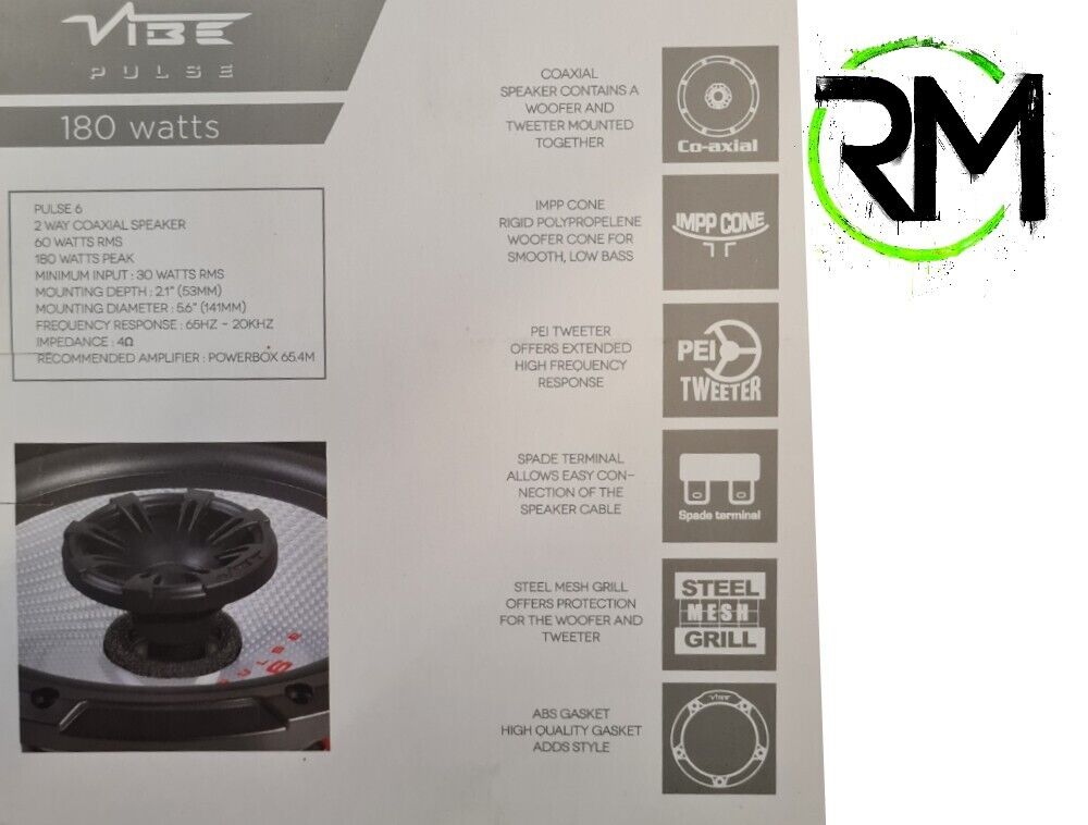 Vibe Pulse 6.5" 16.5cm 165mm Car Audio Speakers - 180 Watts Peak - 60w RMS