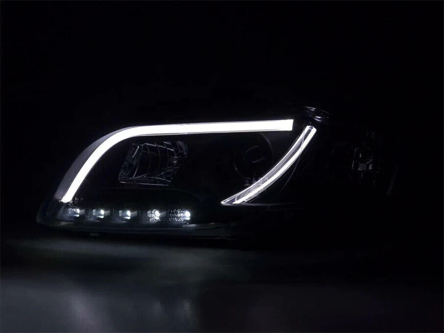 Black LED Lightbar DRL Devil Eye Projector Headlights for Audi A4 2005-2008 B7
