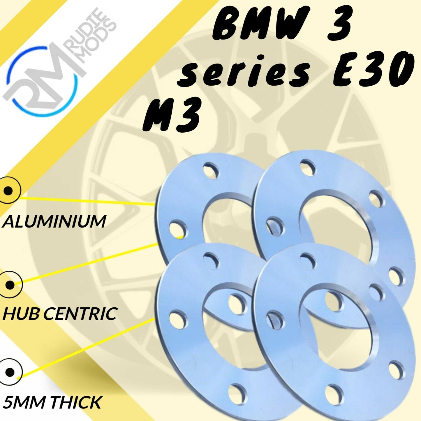 5mm Alloy Hubcentric Wheel Spacers 5x120 2 pairs to fit BMW 3 series E30 M3