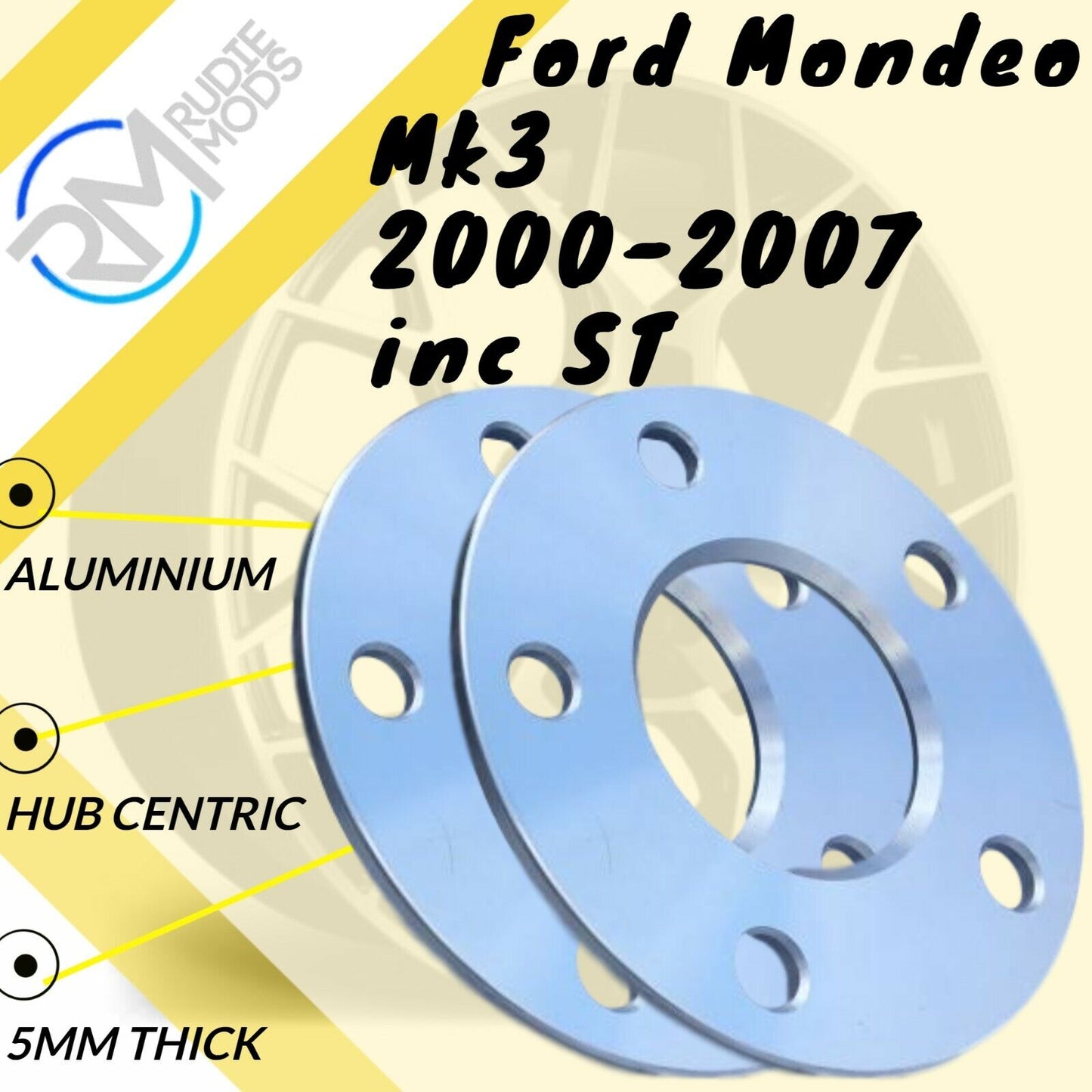 Ford Mondeo Mk3 2000-2007 inc ST 5mm alloy hubcentric wheel spacers 5x108 PCD