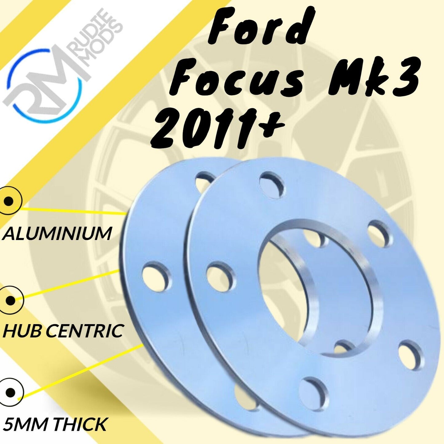 Ford Focus Mk3 2011 on 5mm alloy hubcentric wheel spacers 5x108 PCD