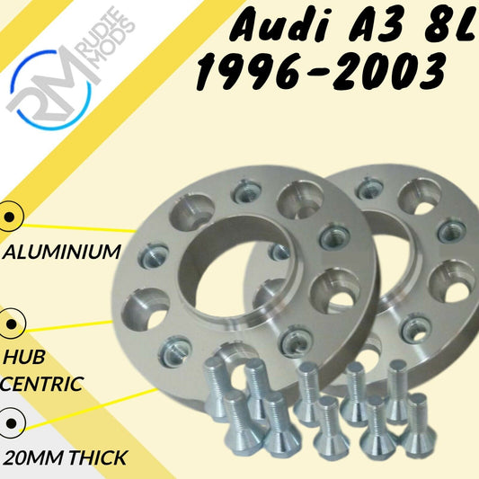 Audi A3 8L 1996-2003 20mm ALLOY Hubcentric Wheel Spacers 1 pair