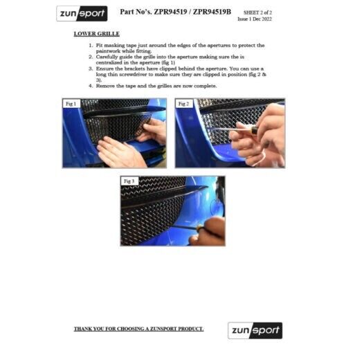 ZUNSPORT FRONT GRILLE SET ZPR95619B to fit PORSCHE MACAN TURBO 19-21