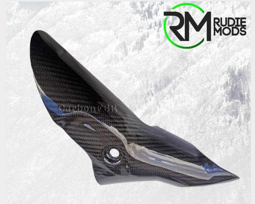 Carbon Fibre Triumph Rocket 3 Black, GT, R Mid exhaust 1 into 2 heat shield