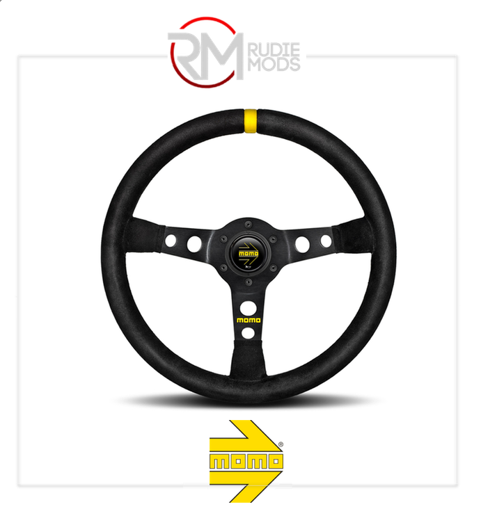 Official MOMO MOD.08 STEERING WHEEL - BLACK SPOKE/BLACK LEATHER Ø350mm M11150085