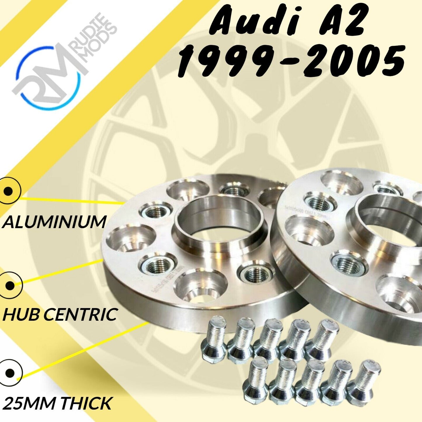 Audi A2 1999-2005 25mm ALLOY Hubcentric Wheel Spacers 1 pair