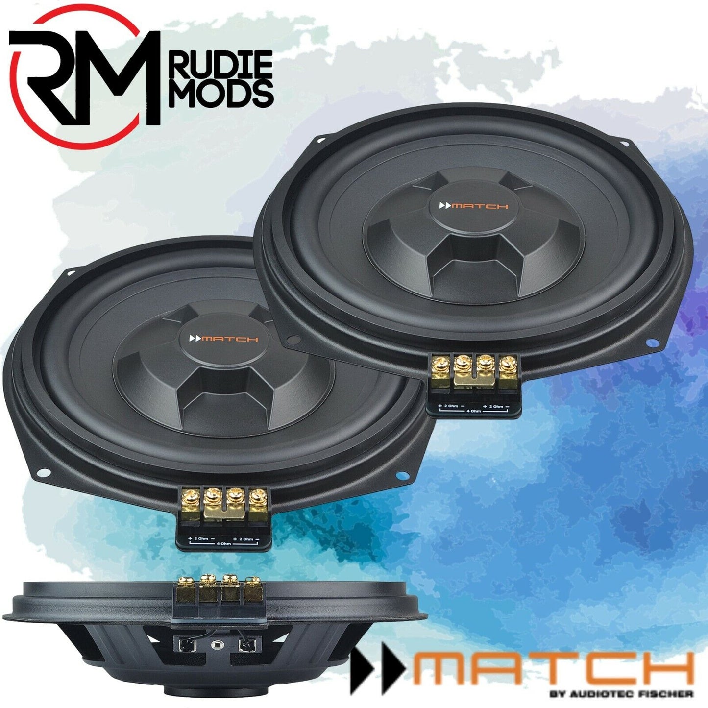 Match MW 8BMW-D 8” OEM Fit Underseat Subwoofer Pair for BMW 3-Series F31
