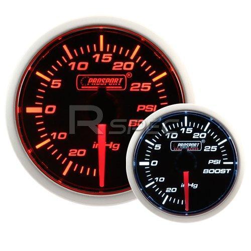 Prosport 52mm Super Smoked Amber / White Turbo Boost PSI Gauge