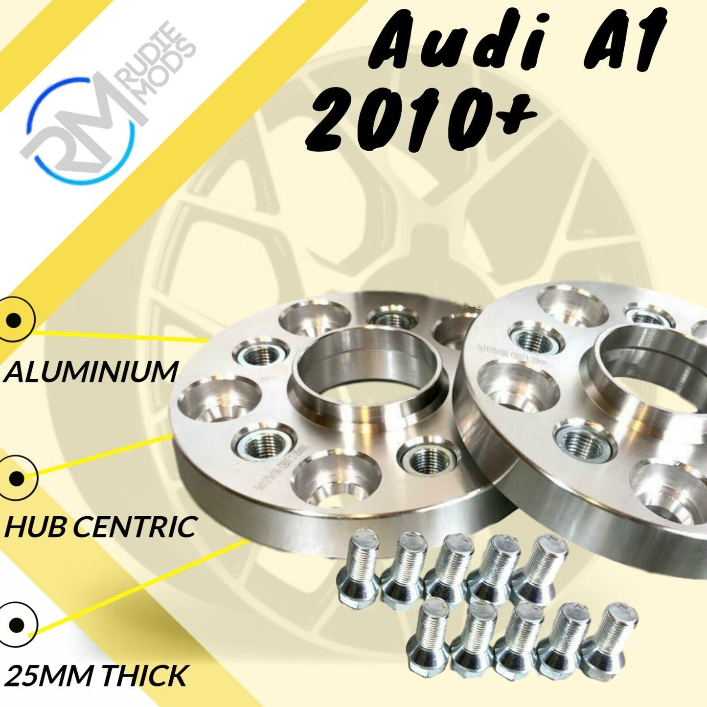 Audi A1 2010 Onwards 25mm ALLOY Hubcentric Wheel Spacers 1 pair