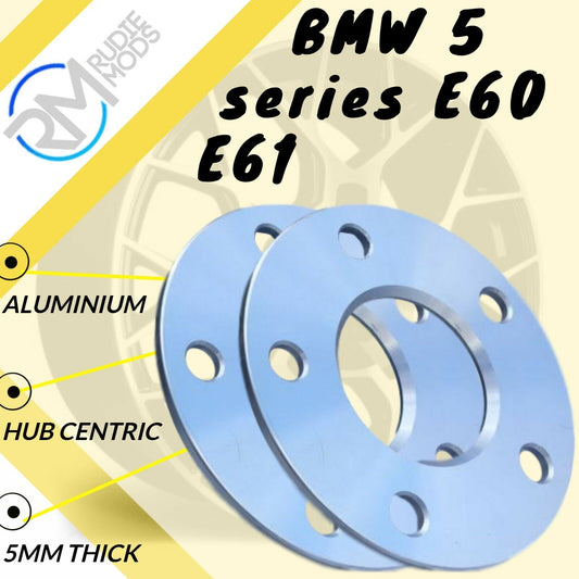 5mm Alloy Hubcentric Wheel Spacers 5x120 72.6 1 pair to fit BMW 5 series E60 E61