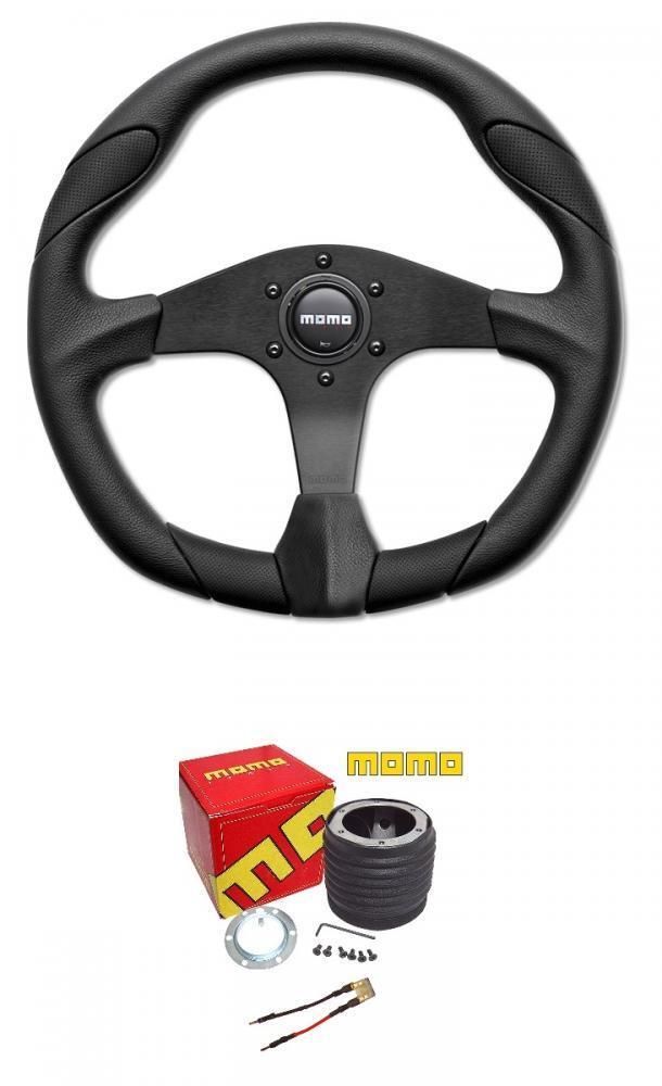Momo Quark Black 350mm Steering Wheel and Momo boss Ford Fiesta Mk7 08-14
