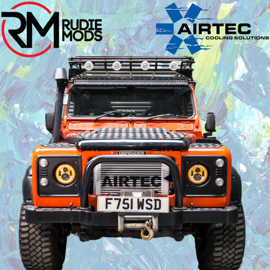 FRONT MOUNT INTERCOOLER UPGRADE FOR LAND ROVER DEFENDER 300 Black Int White Logo