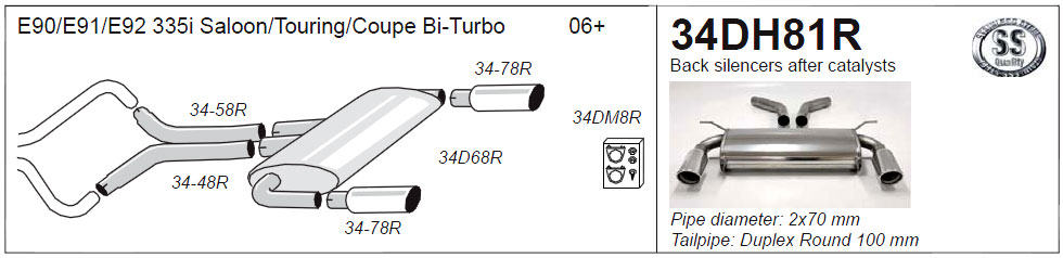 Jetex Exhaust BMW E90/E91/E92 335i 2006+ Rear Silencer and Connecting Pipes