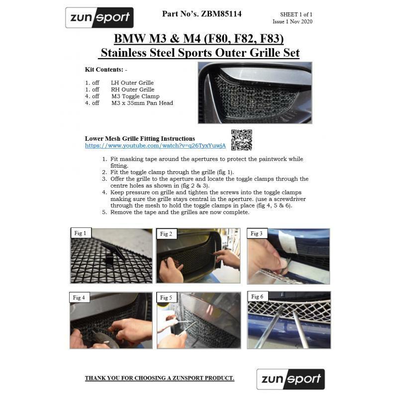 Zunsport BMW M3 & M4 (F80, F82, F83) - Outer Grille set Stainless