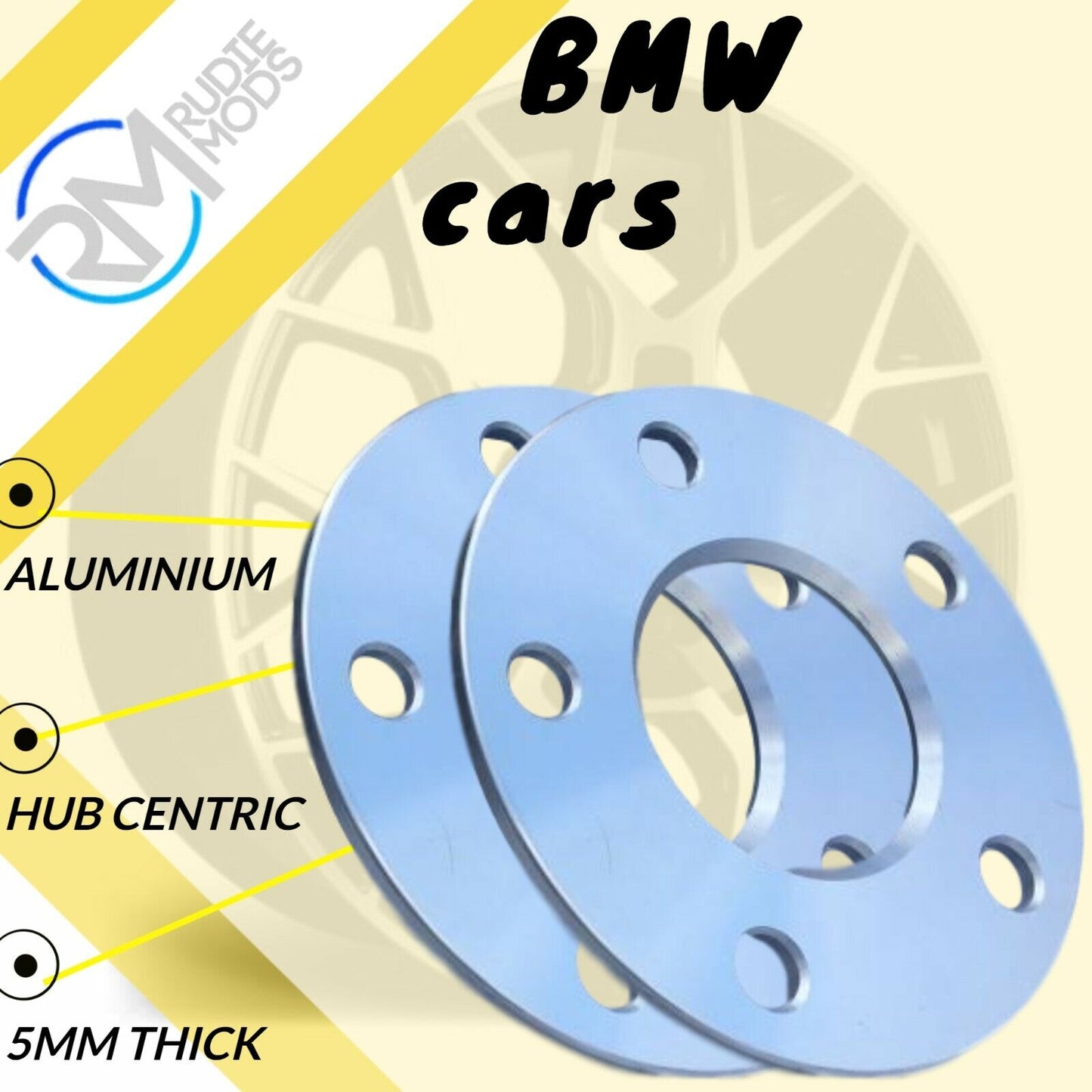 5mm Alloy Hubcentric Wheel Spacers 5x120 72.6 1 pair to fit BMW cars