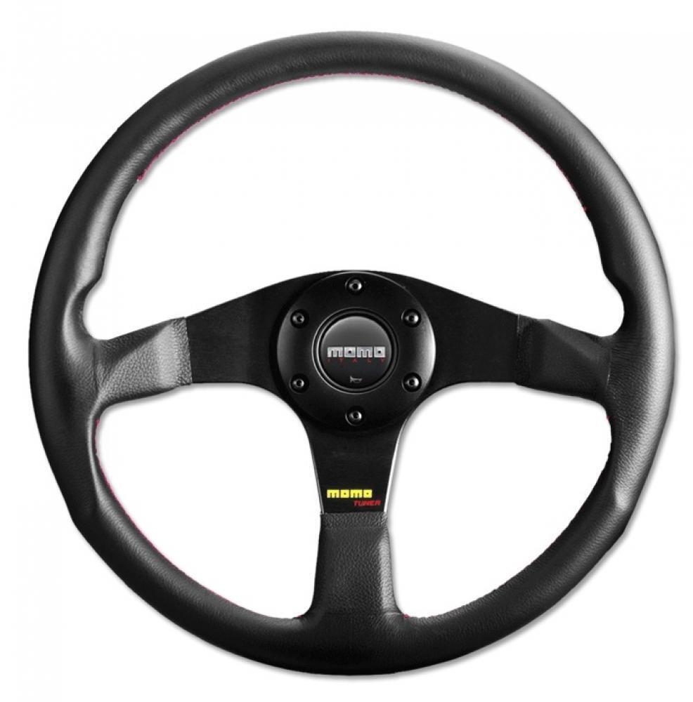 Momo Steering Wheel Tuner 350mm Black Leather with black centre