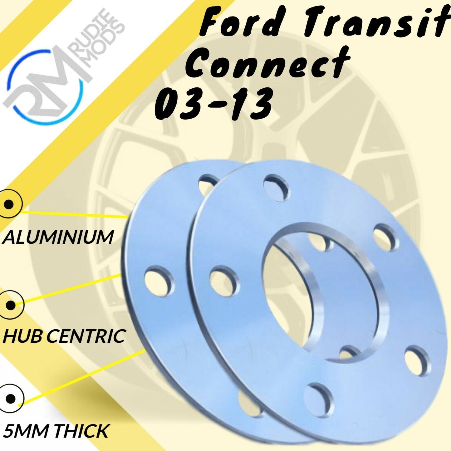 Ford Transit Connect 03-13 5mm alloy hubcentric wheel spacers 5x108 PCD