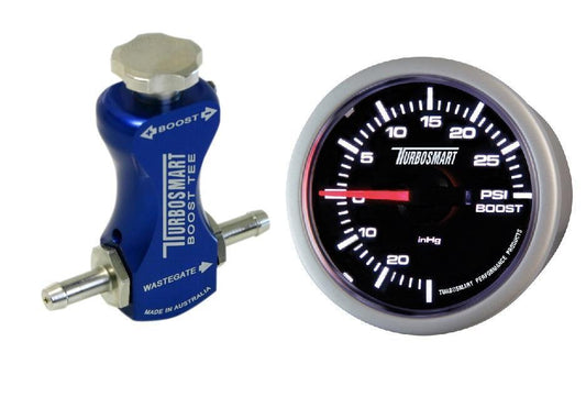 Turbosmart Blue Manual Boost Controller and Turbosmart 52mm Boost Gauge PSI kit