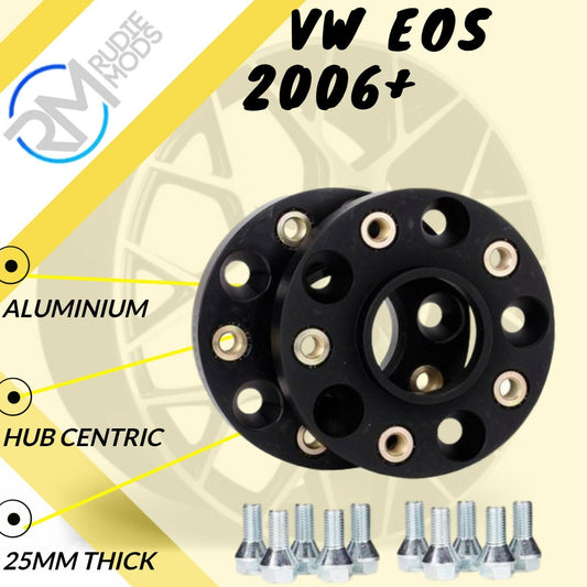 BLACK VW EOS 2006 Onwards 5x112 57.1 25mm ALLOY Hubcentric Wheel Spacers