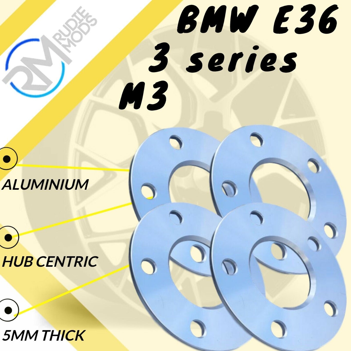 5mm Alloy Hubcentric Wheel Spacers 5x120 2 pairs to fit BMW E36 3 series M3