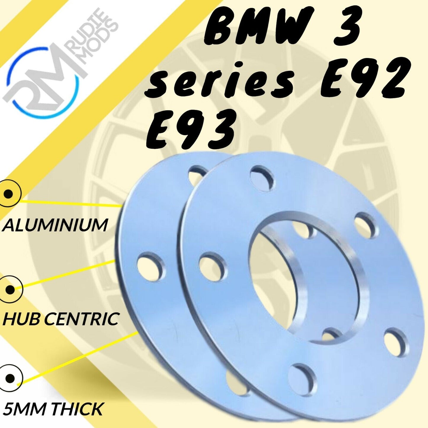 5mm Alloy Hubcentric Wheel Spacers 5x120 72.6 1 pair to fit BMW 3 series E92 E93