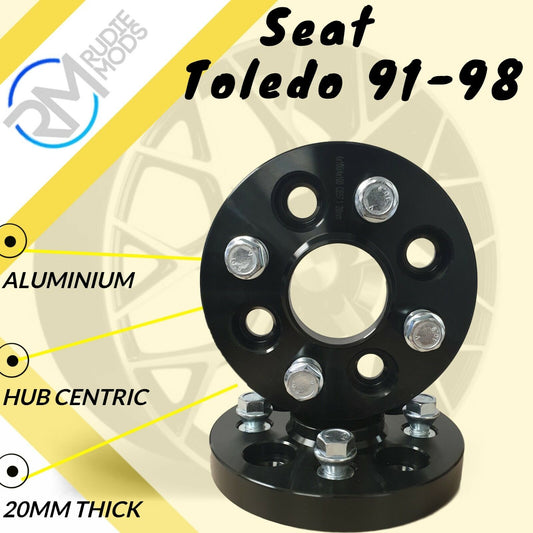 BLACK Seat Toledo 91-98 4x100 20mm Hubcentric Wheel spacers 1 pair inc bolts